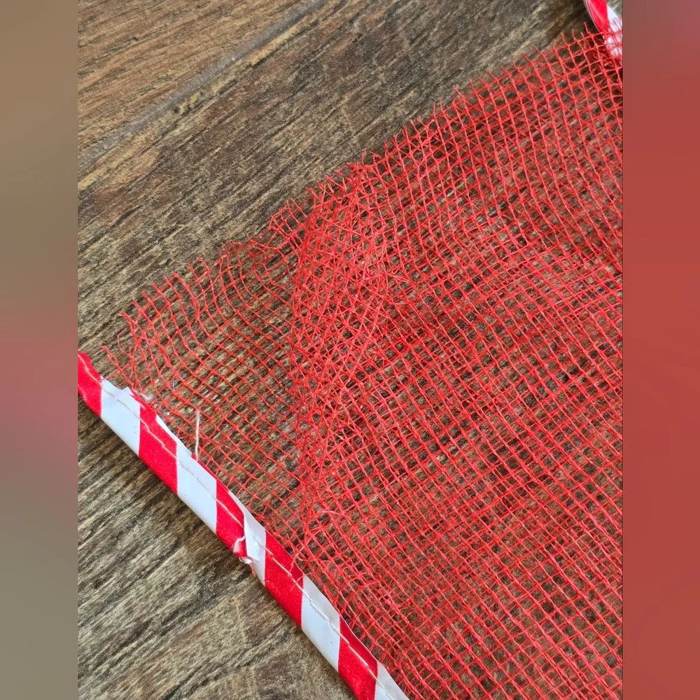 2 Vintage Red Plastic Mesh Christmas Stockings